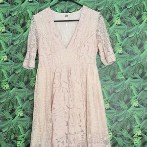 Free People Laurel Lace Dress Almond